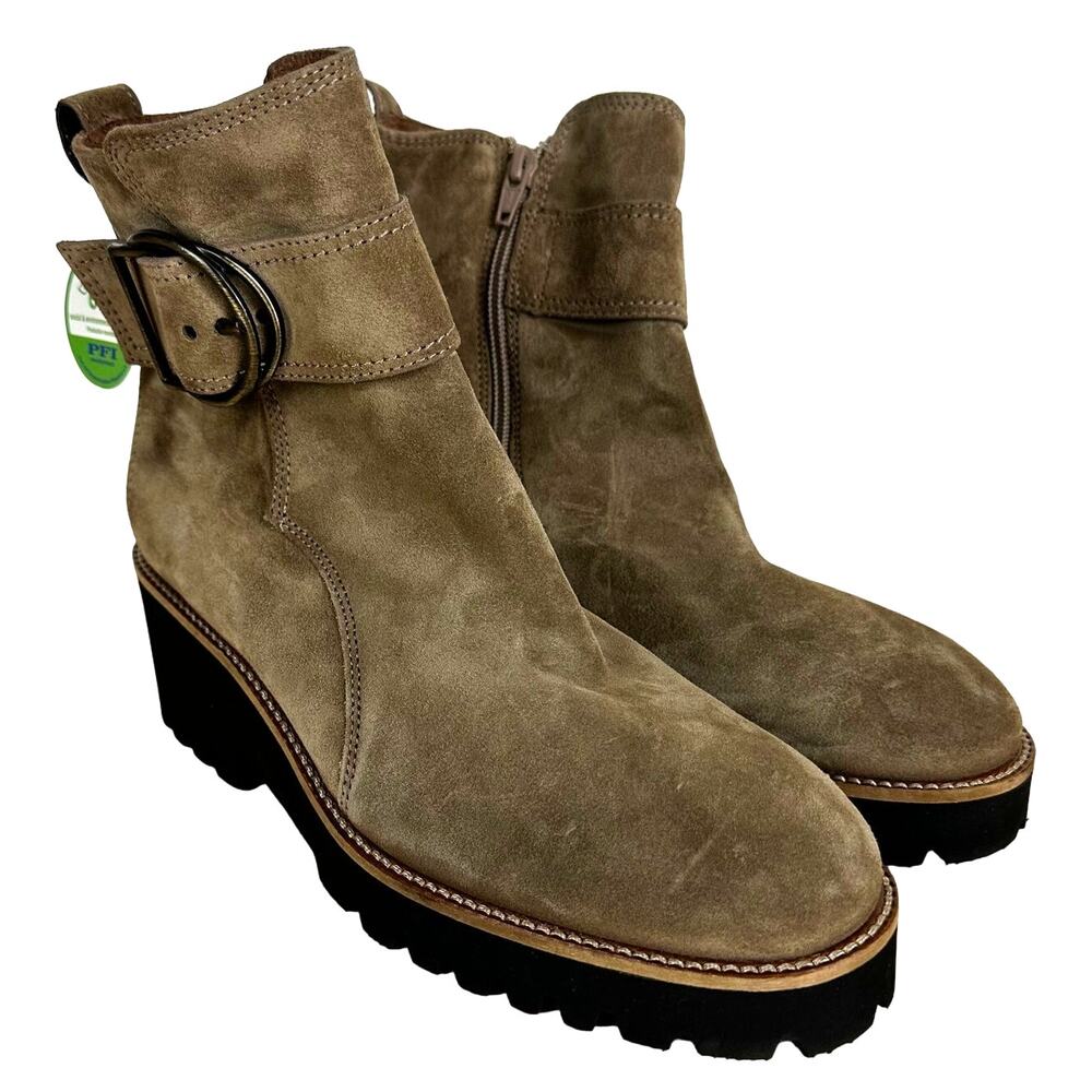 Paul Green Suede Leather Wedge Lug Sole Boot STAINED Women's Size 4 1/2 (US 7)